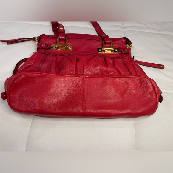 B Makowsky Red Leather Handbag - Picture 9 of 16